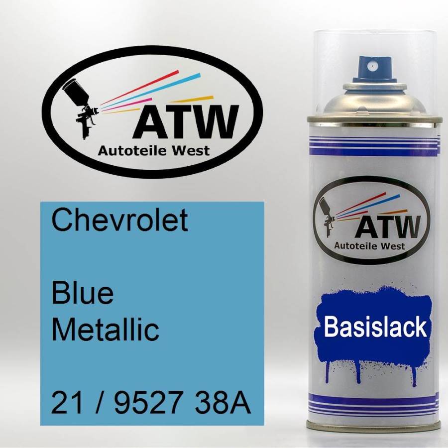 Chevrolet, Blue Metallic, 21 / 9527 38A: 400ml Sprühdose, von ATW Autoteile West.